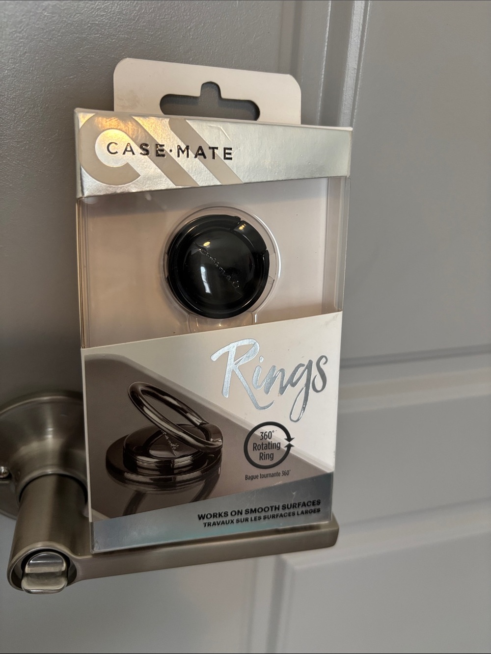 CASE-MATE Phone Ring Holder with 360° Rotating Grip - Black - Picture 1 of 3
